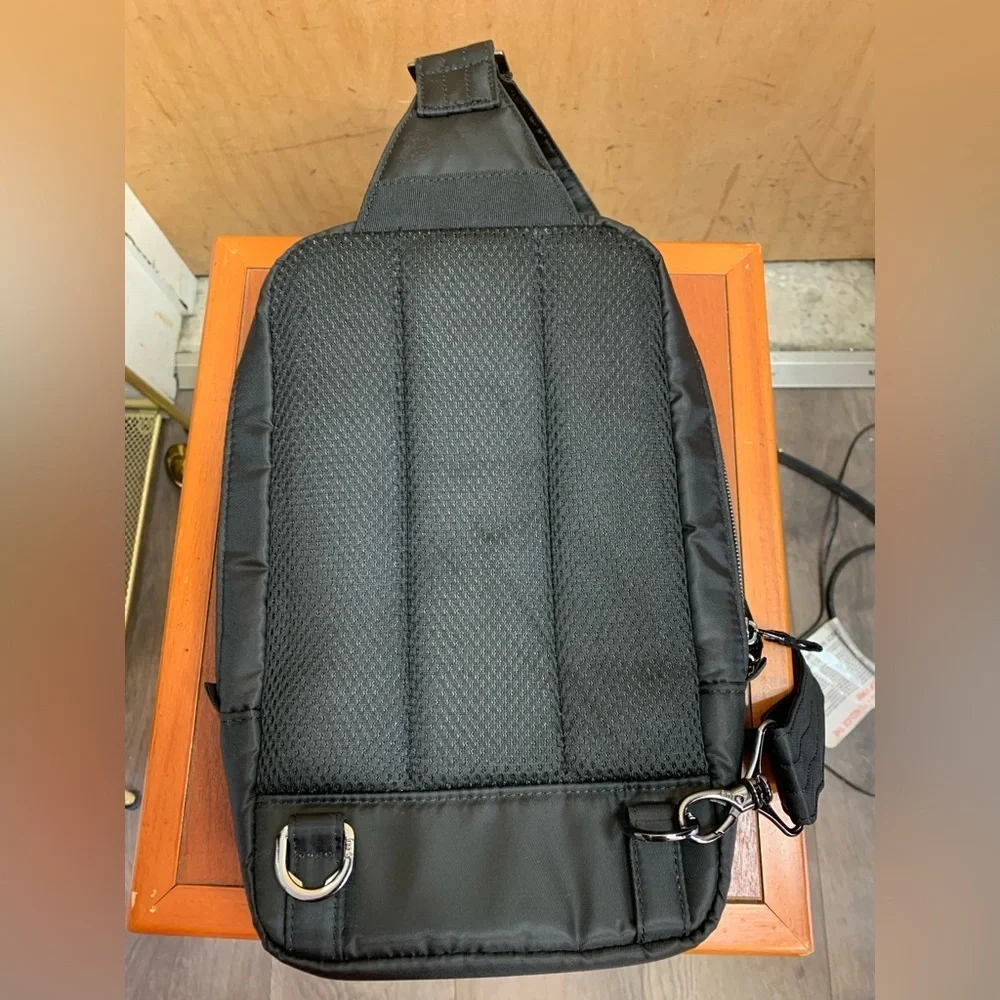 Lug Black Quilted Sling Cross-Body Backpack W/Multi-Zipped Pockets